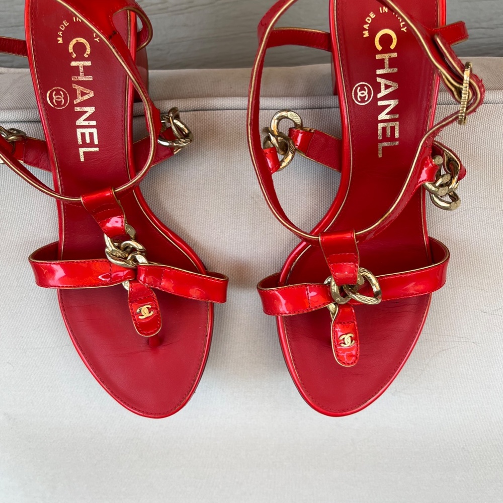 Chanel Sandals - Size 36 Orange/red